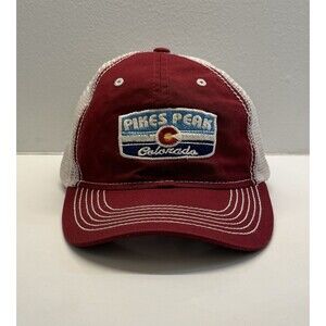 Pikes Peak Colorado Paramount Trucker Hat Maroon White